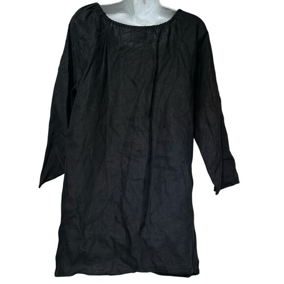 Reformation Martina Black Pineapple embroidered pocket Linen Tunic Dress Size M - Picture 2 of 4